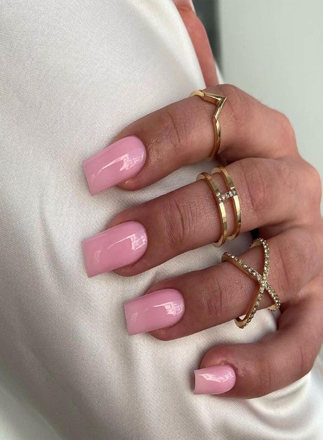 KXAMELIE Medium Coffin Nails - Press Ons, Glue Ons, Reusable 24 Fake Nails - Solid Color, Natural Thick, False Nails for Women - Image 3